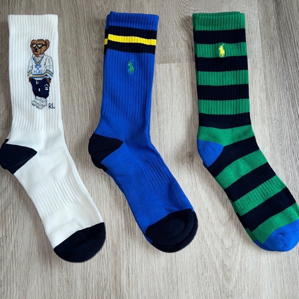 Polo Ralph Lauren Men's Socks - White, Blue, Green Stripes